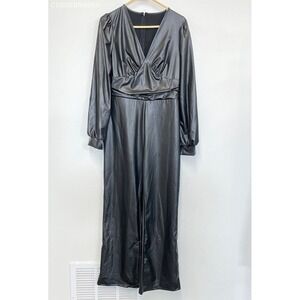 Yozy Black Faux‎ Leather jumpsuit - Size L